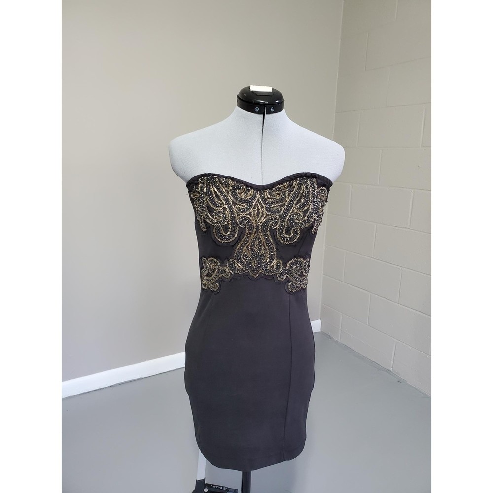 Free People womens size S P cotton spandex black strapless sleeveless dress form